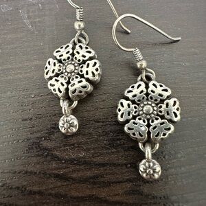 Intricate Silver Filigree Dangle Earrings